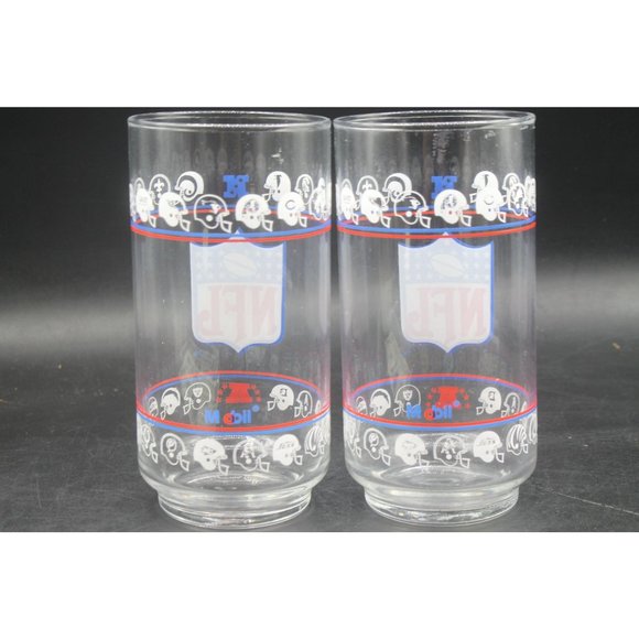 Set Of 2 Mobil Gas NFL Football Teams Drinking Glasses - Picture 7 of 10
